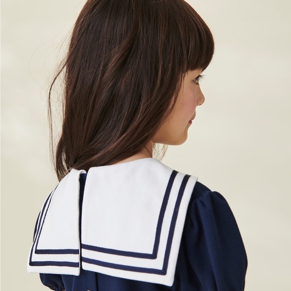 La Coqueta Navy Crisanta Girl Nautical Drop Waist Dress - Picture 4 of 10